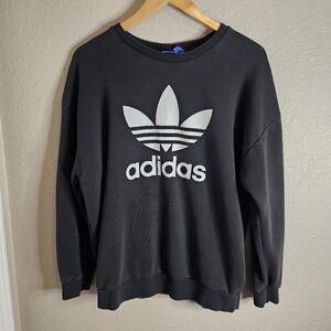 Adidas | Trefoil Pullover French Terry Sweatshirt Black White Size Medium